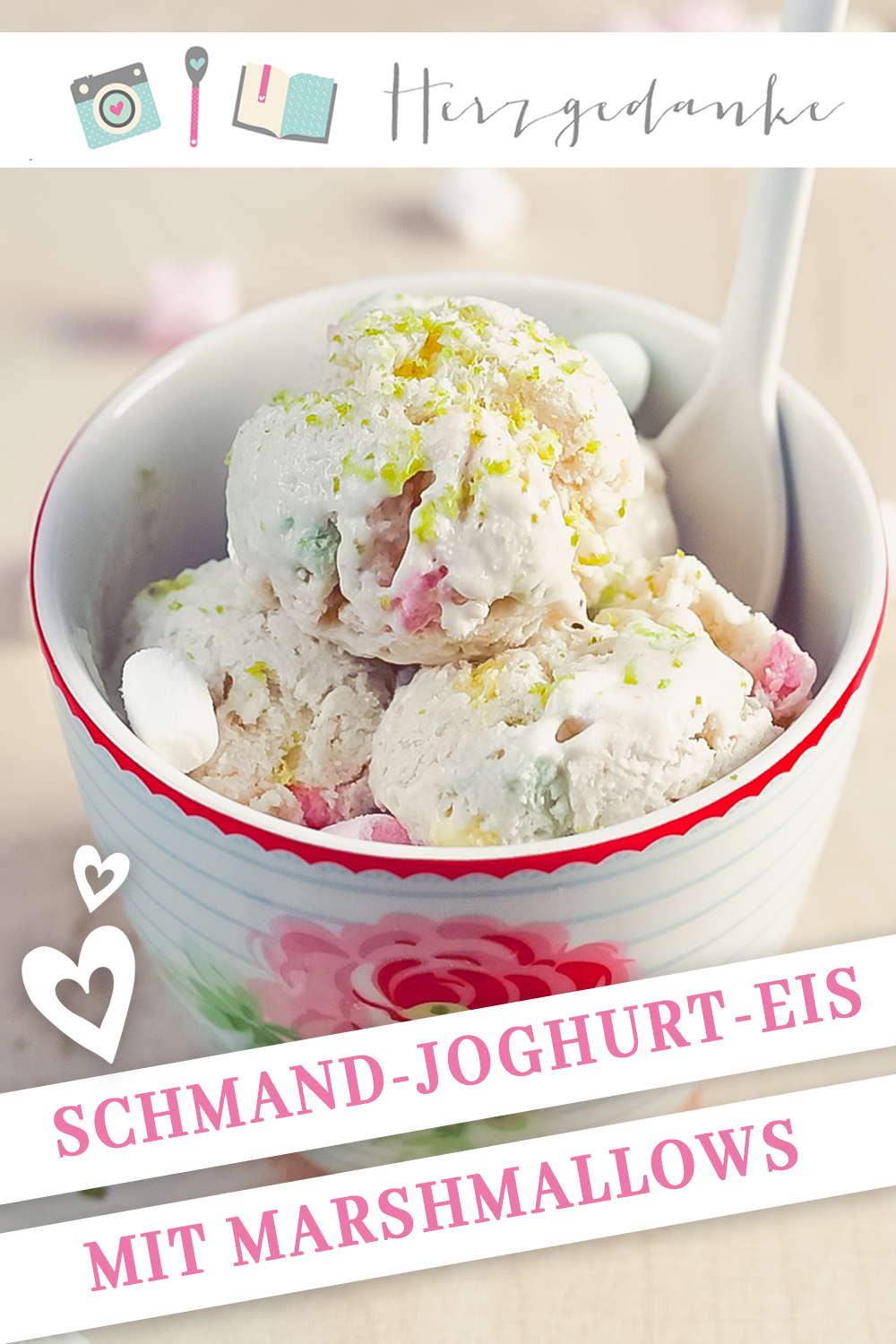 Schmand-Joghurt-Eis mit Marshmallows mit und ohne Thermomix®