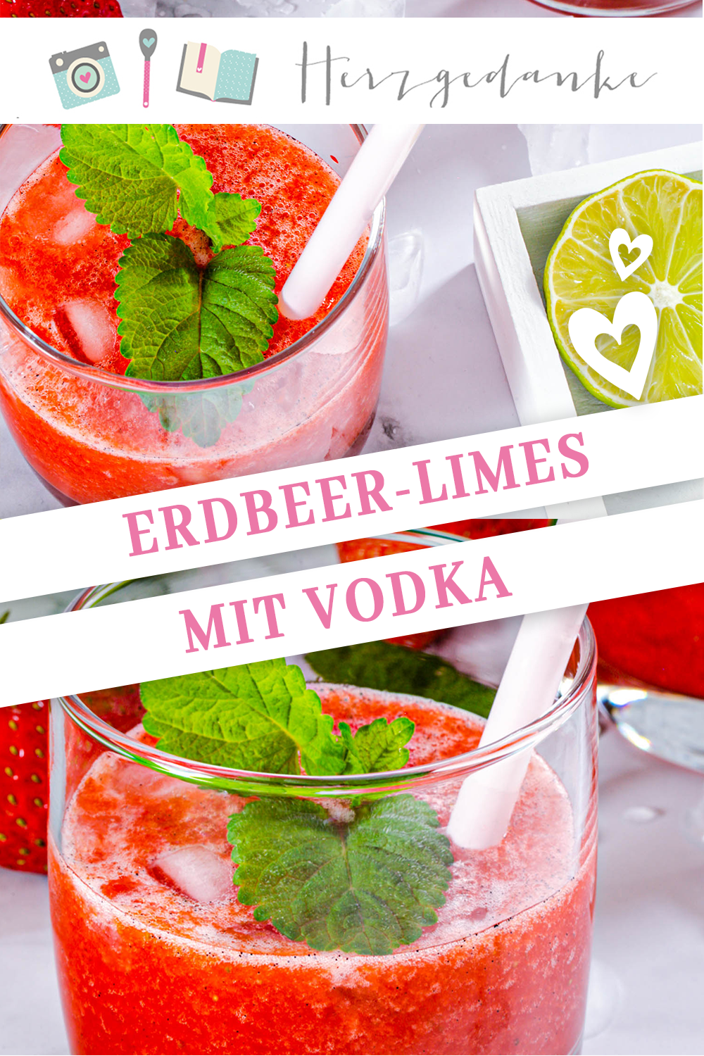 Erdbeer Limes mit Vodka und Cranberrysirup aus dem Thermomix®