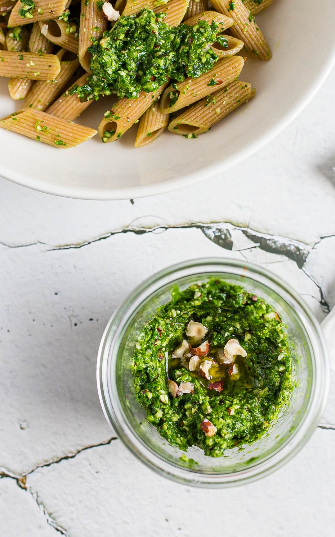 Vegane Spinatpesto mit Haselnuss – Herzgedanke