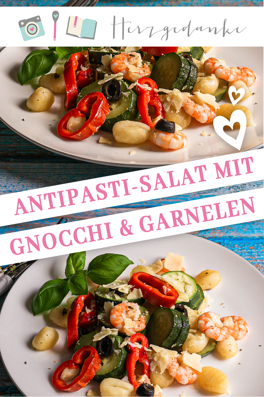 Antipasti-Salat mit Gnocchi und Garnelen
